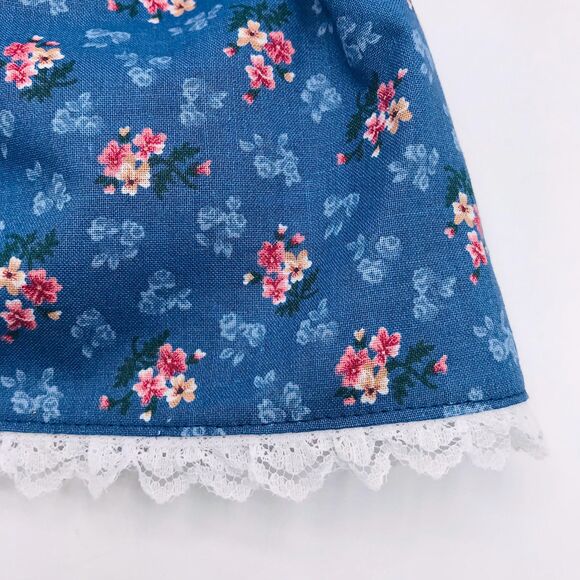 Pioneer Doll Dress & Bonnet, Handmade Outfit, For 18 Inch Dolls Blue Pink Floral - Picture 5 of 11